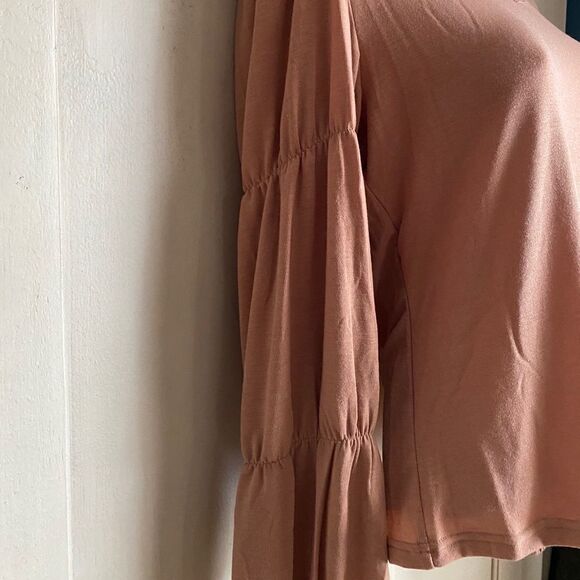 CLEARANCE Camel Tan Taupe Statement Sleeve Top - Picture 8 of 9